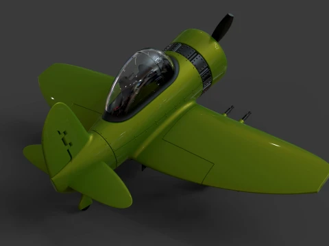 Archivos estilizados de aviones de combate vintage DEPARTED Modelo 3D