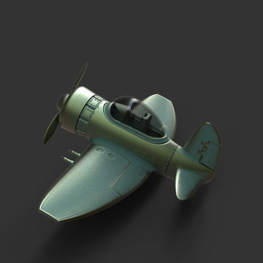 Stylized Vintage Fighter Aircraft DEPARTED Files 3D Model .c4d .max .obj .3ds .fbx .stl .blend
