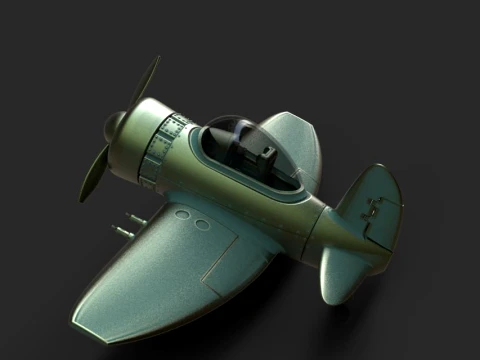 Stilisierte Vintage-Kampfflugzeug-DEPARTED-Dateien 3D Modell