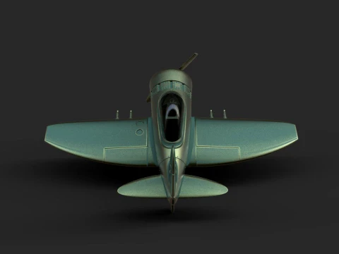 Stylized Vintage Fighter Aircraft DEPARTED Files 3D Model
