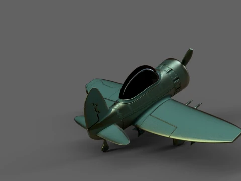 Stylized Vintage Fighter Aircraft DEPARTED Files 3D Model