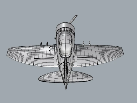 Stylized Vintage Fighter Aircraft DEPARTED Files 3D Model