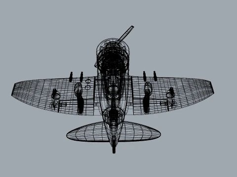 Stylized Vintage Fighter Aircraft DEPARTED Files 3D Model
