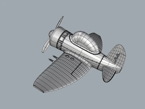 Stylized Vintage Fighter Aircraft DEPARTED Files 3D Model