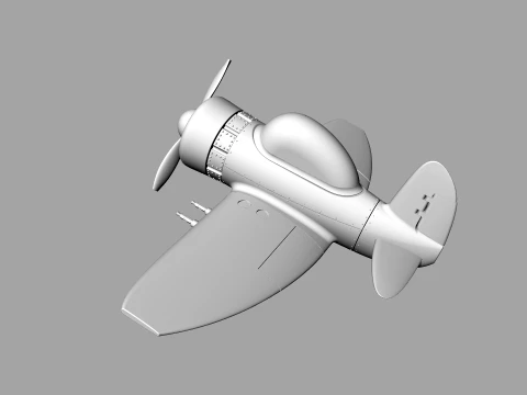 Stylized Vintage Fighter Aircraft DEPARTED Files 3D Model