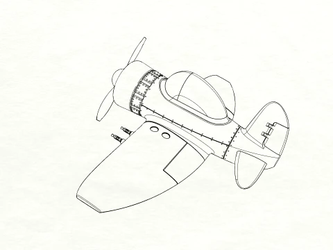 Stylized Vintage Fighter Aircraft DEPARTED Files 3D Model