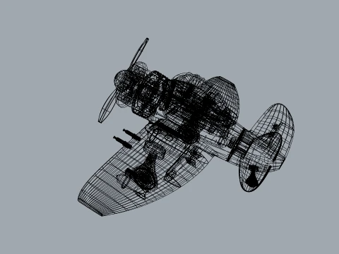 Stylized Vintage Fighter Aircraft DEPARTED Files 3D Model