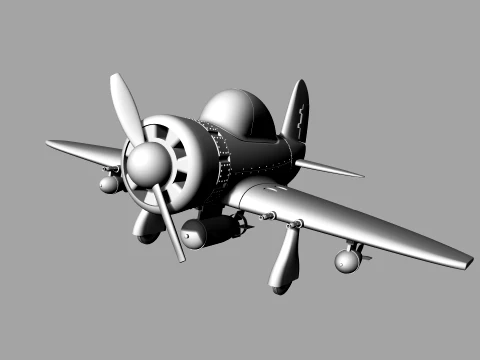 Stylized Vintage Fighter Aircraft DEPARTED Files 3D Model