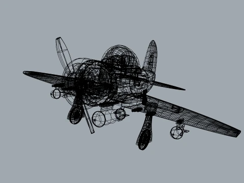 Stylized Vintage Fighter Aircraft DEPARTED Files 3D Model