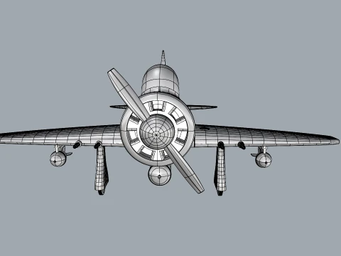 Stylized Vintage Fighter Aircraft DEPARTED Files 3D Model