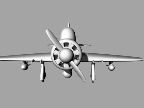 Stylized Vintage Fighter Aircraft DEPARTED Files 3D Model