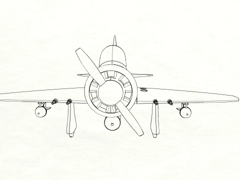 Stylized Vintage Fighter Aircraft DEPARTED Files 3D Model