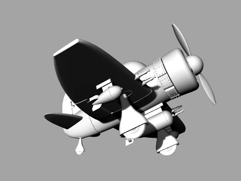 Stylized Vintage Fighter Aircraft DEPARTED Files 3D Model