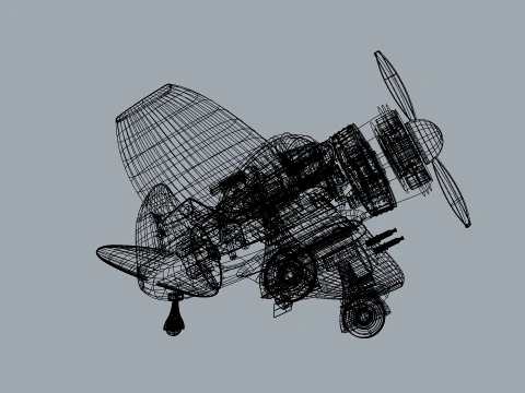 Stylized Vintage Fighter Aircraft DEPARTED Files 3D Model