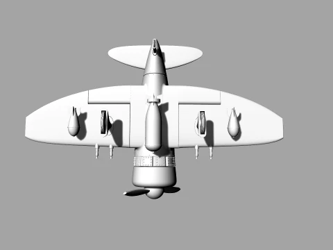 Stylized Vintage Fighter Aircraft DEPARTED Files 3D Model