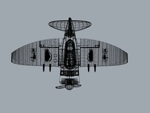 Stylized Vintage Fighter Aircraft DEPARTED Files 3D Model