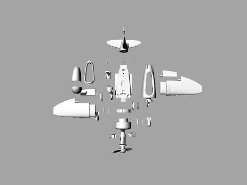 Stylized Vintage Fighter Aircraft DEPARTED Files 3D Model