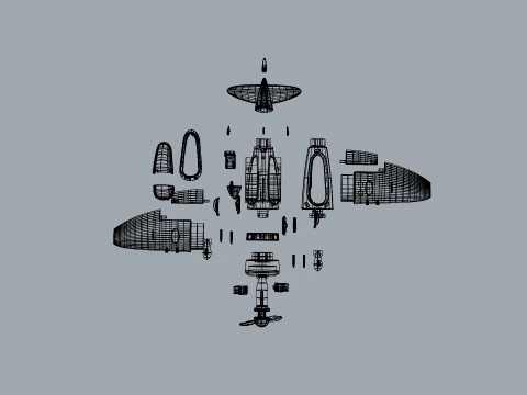 Stylized Vintage Fighter Aircraft DEPARTED Files 3D Model