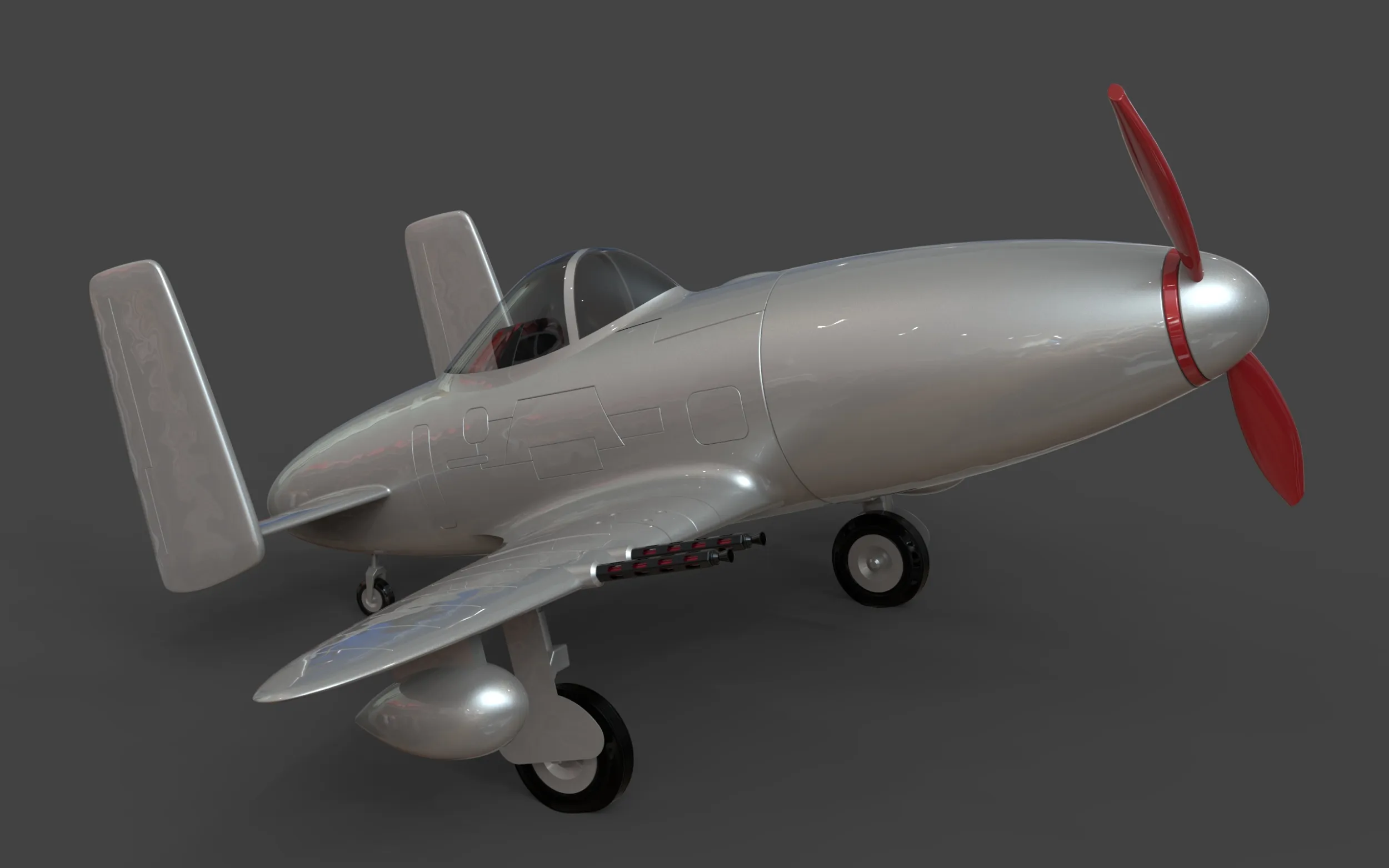 Skyray Racer Stylized Vintage Fighter Aircraft 3D Model .c4d .max .obj .3ds .fbx .stl .blend 