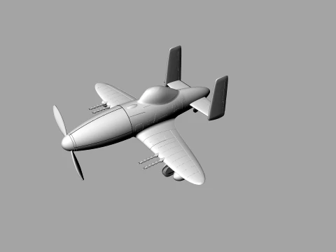 Skyray Racer Stylized Vintage Fighter Aircraft 3D Model