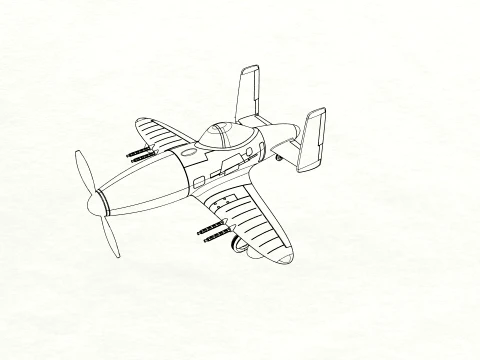 Skyray Racer Stylized Vintage Fighter Aircraft 3D Model