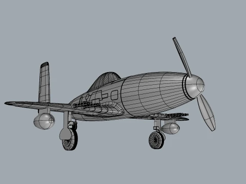 Skyray Racer Stylized Vintage Fighter Aircraft 3D Model