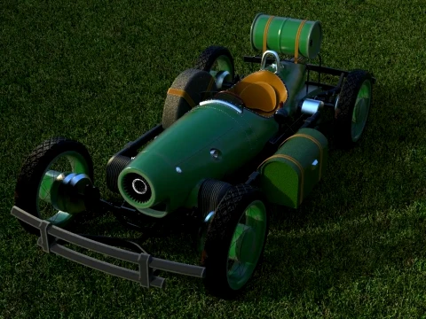 Stylized Retro Hot Rod Racing Car with Exposed Wheels 3D Model