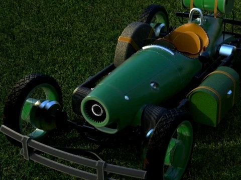 Stylized Retro Hot Rod Racing Car with Exposed Wheels 3D Model