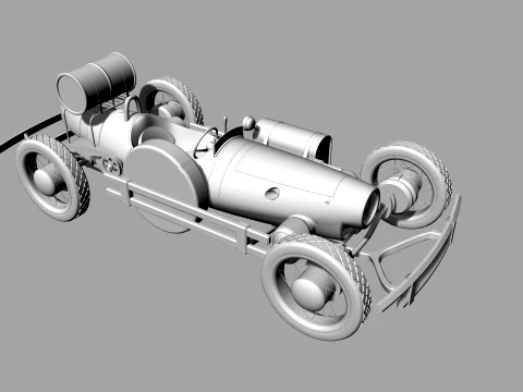 Stylized Retro Hot Rod Racing Car with Exposed Wheels 3D Model