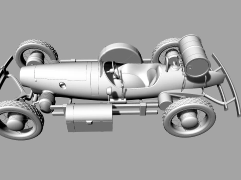 Stylized Retro Hot Rod Racing Car with Exposed Wheels 3D Model