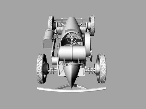 Stylized Retro Hot Rod Racing Car with Exposed Wheels 3D Model