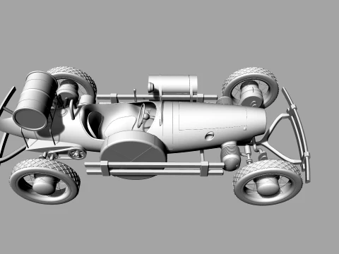 Stylized Retro Hot Rod Racing Car with Exposed Wheels 3D Model