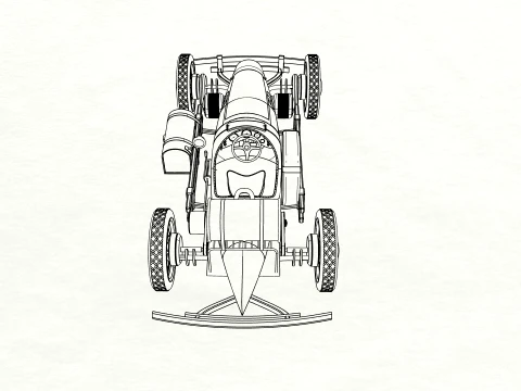 Stylized Retro Hot Rod Racing Car with Exposed Wheels 3D Model