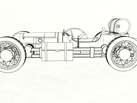 Stylized Retro Hot Rod Racing Car with Exposed Wheels 3D Model