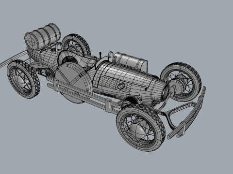 Stylized Retro Hot Rod Racing Car with Exposed Wheels 3D Model
