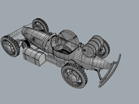 Stylized Retro Hot Rod Racing Car with Exposed Wheels 3D Model
