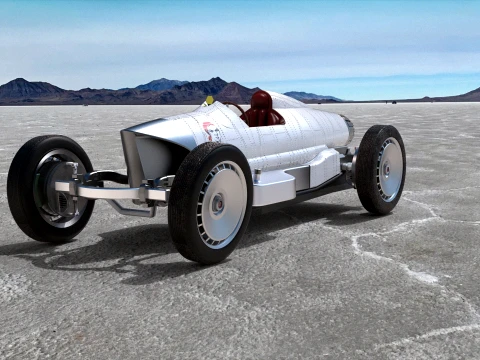 Retro Streamliner Racer - Classic Land Speed Racing Car 3D Model