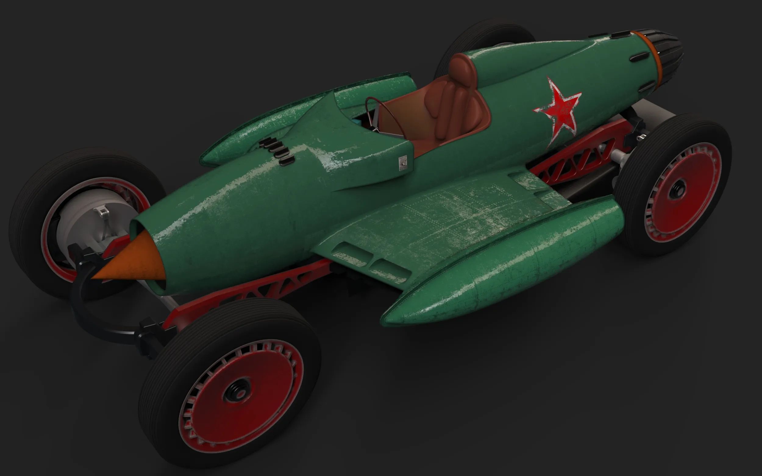Red Star Vintage Racer 3D Model .c4d .max .obj .3ds .fbx .stl .blend 