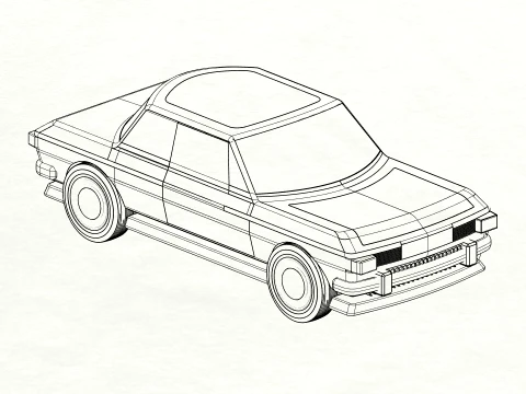 Carro cl&aacute;ssico detalhado sedan retr&ocirc; estilizado Modelo 3D