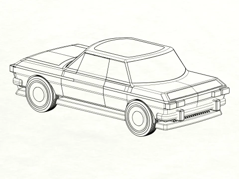 Carro cl&aacute;ssico detalhado sedan retr&ocirc; estilizado Modelo 3D