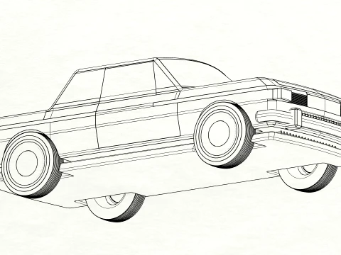 Carro cl&aacute;ssico detalhado sedan retr&ocirc; estilizado Modelo 3D