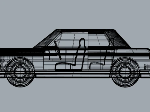 Carro cl&aacute;ssico detalhado sedan retr&ocirc; estilizado Modelo 3D