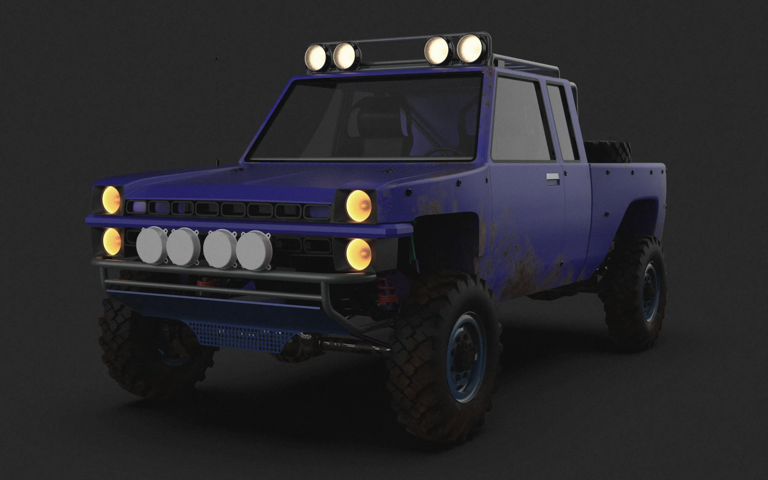Stylized Off-Road Pickup Truck 4x4 Adventure Vehicle 3D Model .c4d .max .obj .3ds .fbx .stl .blend 