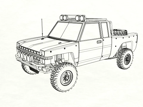 Stylized Off-Road Pickup Truck 4x4 Adventure Vehicle 3D Model