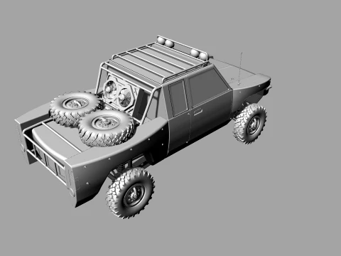 Stylized Off-Road Pickup Truck 4x4 Adventure Vehicle 3D Model
