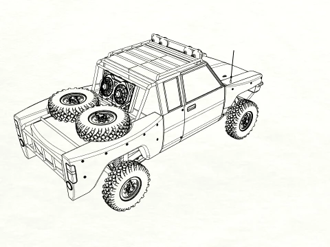 Stylized Off-Road Pickup Truck 4x4 Adventure Vehicle 3D Model