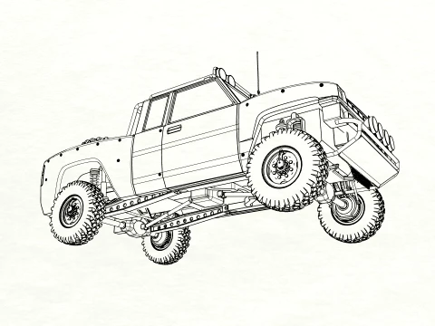 Stylized Off-Road Pickup Truck 4x4 Adventure Vehicle 3D Model
