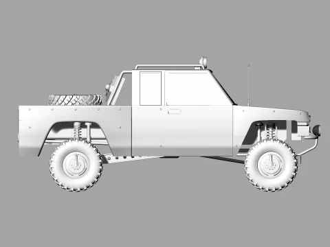 Stylized Off-Road Pickup Truck 4x4 Adventure Vehicle 3D Model