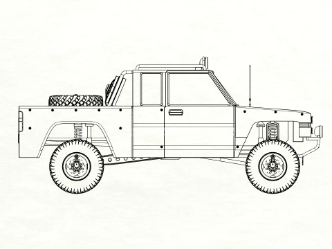 Stylized Off-Road Pickup Truck 4x4 Adventure Vehicle 3D Model