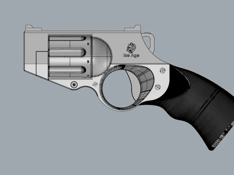 Stylized Snub-Nose Revolver Fictional Handgun 3D Model